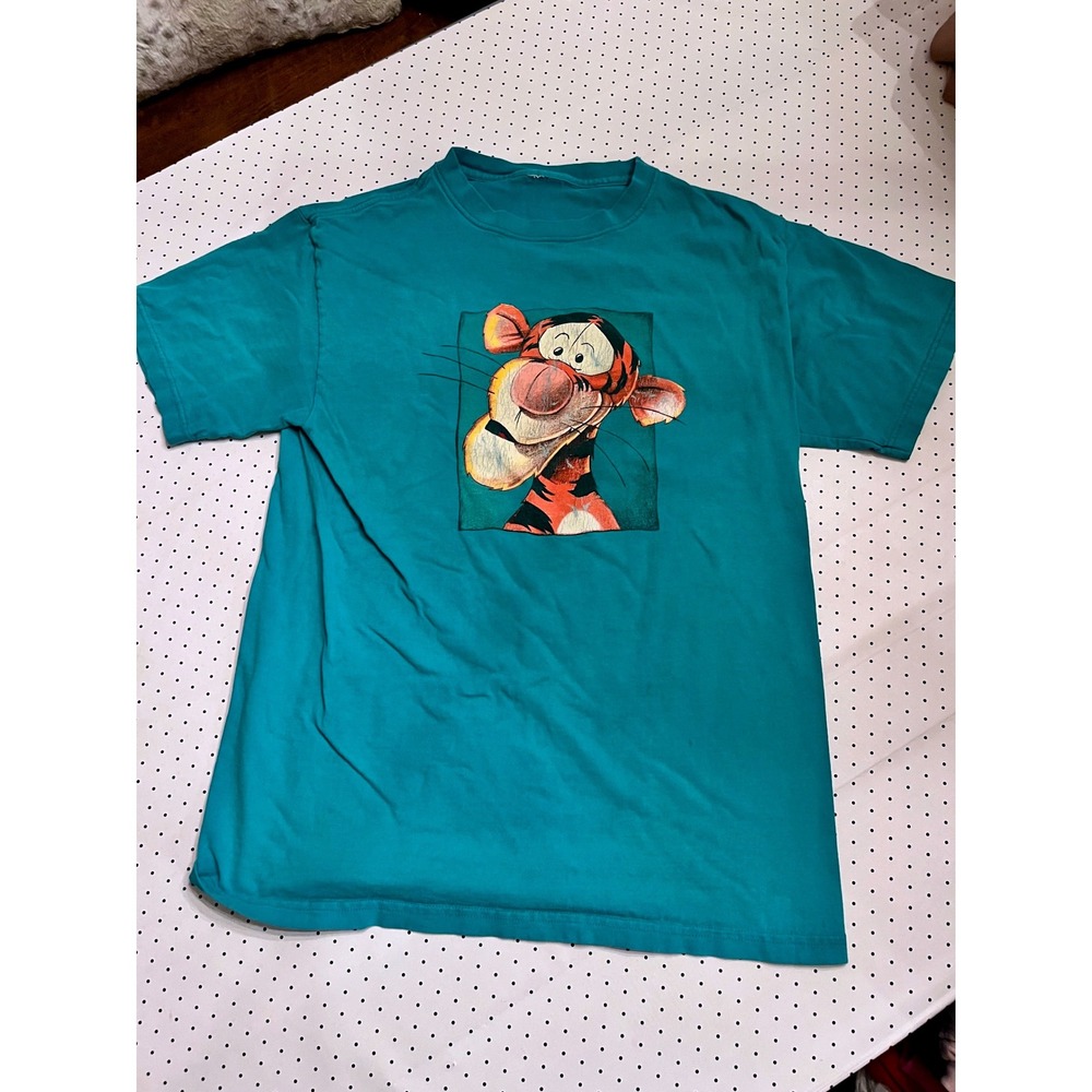 Vintage Disney Tigger Graphic T-Shirt Teal Green Winnie the Pooh Short Sleeve